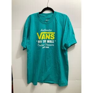 Authentic Vans Custom Classics T-Shirt Teal Off the Wall Size 2XL